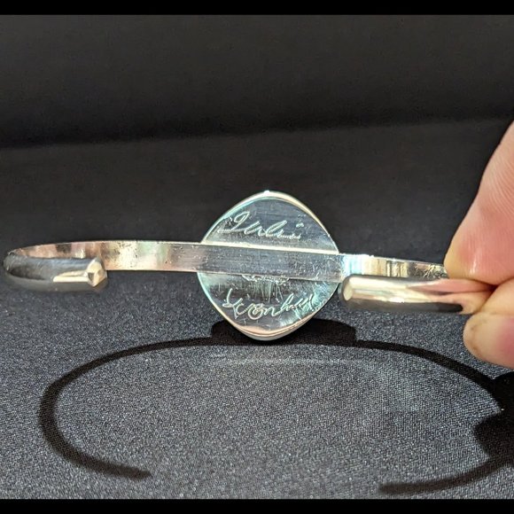 Wow Pink & Purple Heavy Gauge Sterling Silver Dichroic Glass Adjustable Bracelet - Picture 6 of 8